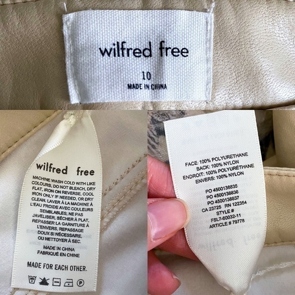 Aritzia Pant Charm High-Rise Ankle-Length Skinny Faux-Leather Light Birch 10 NWT - Picture 3 of 7